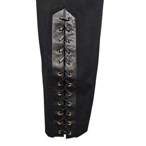 EMILIO PUCCI Black Ponte Knit Lambskin Laceup Pants Women 14 Side Panels Stretch